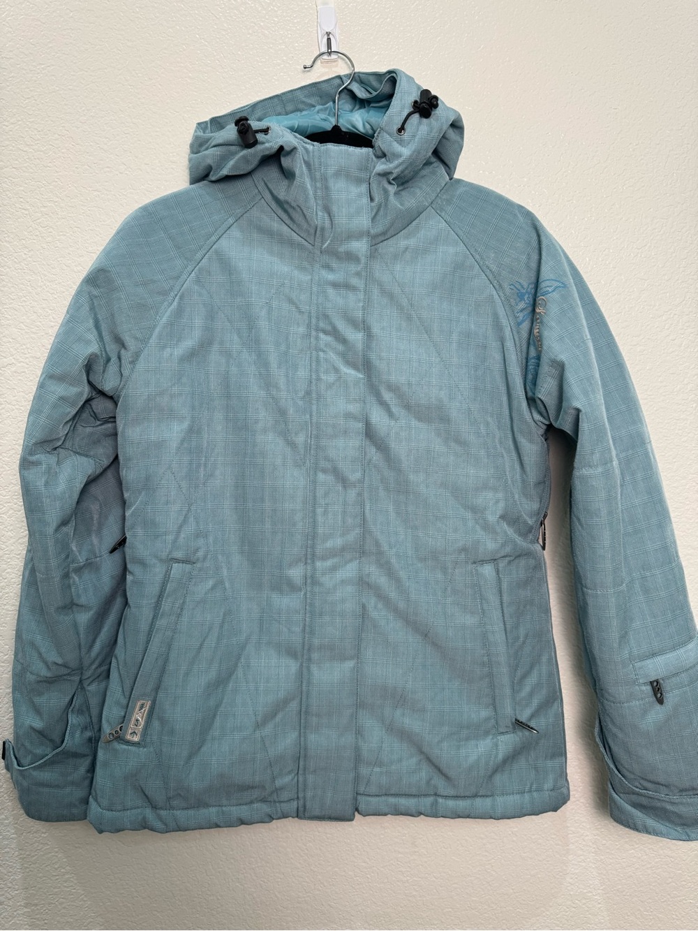 Lamar Womens S Blue Plaid Ski Snowboard Jacket Hooded Vented Insulated LW2721